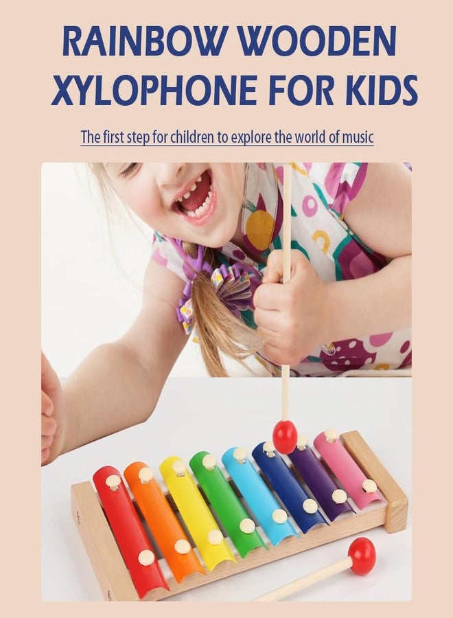 Liyujuping Xylophone for Toddlers, Baby Xylophone with 2 Safe Wooden Mallets and 8 Diatonic Keys, Toddler Musical Instruments Toys for Educational & Preschool Learning - Image 2